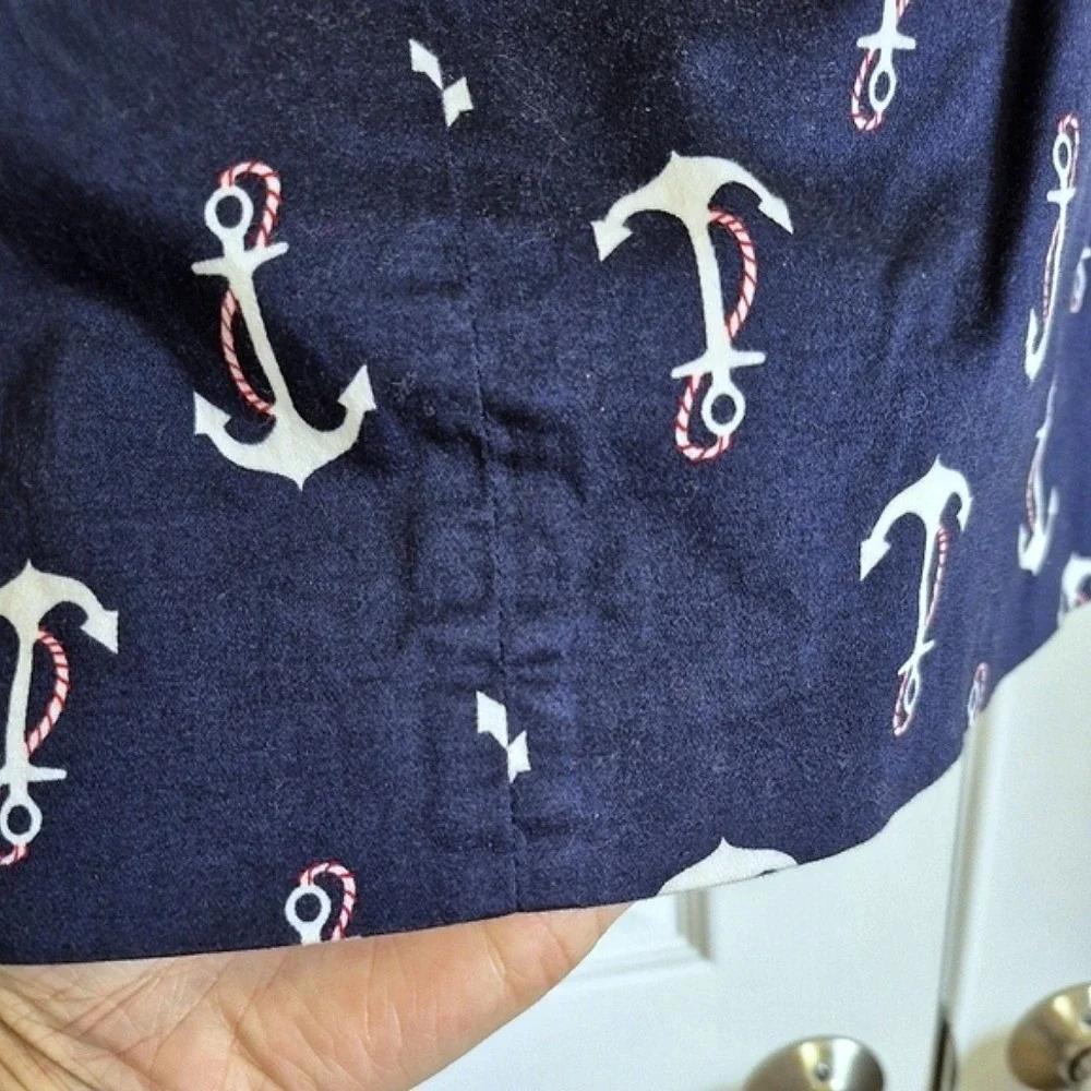 J. Crew Navy Blue White Anchor Print Mini Skirt With Pockets‎ Womens 00